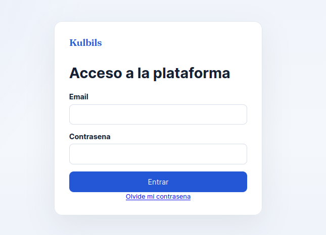 Pantalla de acceso a Kulbils